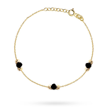 Złota Bransoletka z czarnymi kamieniami